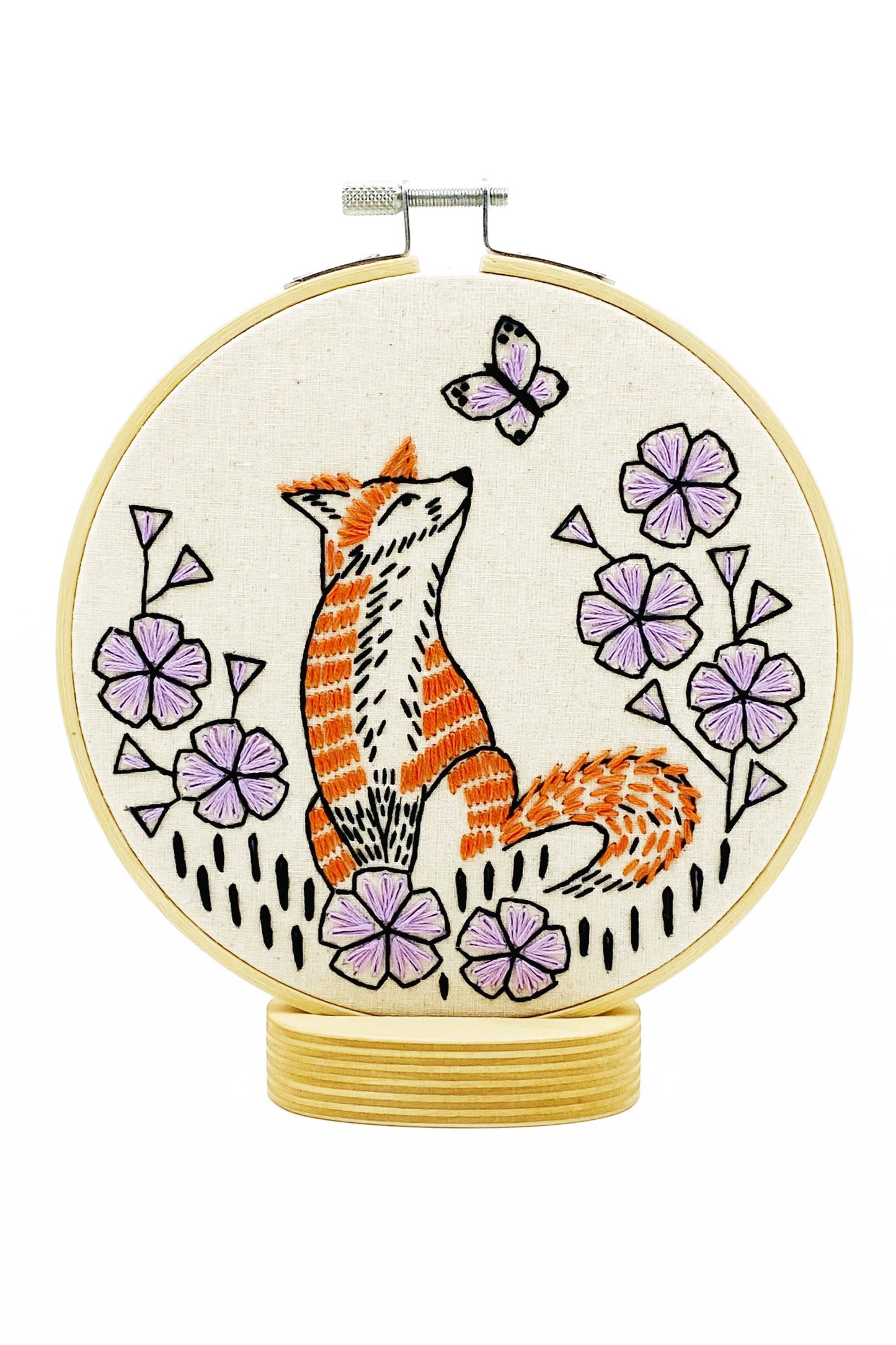 Fox in Phlox Complete Embroidery Kit
