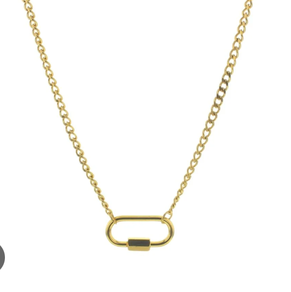 Carabiner Lock Necklace- PVD- Waterproof