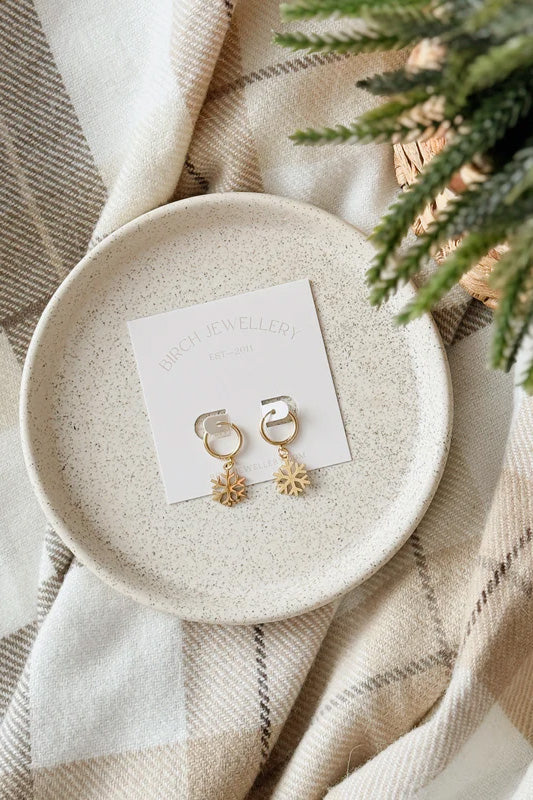 Snowflake Huggie Earrings