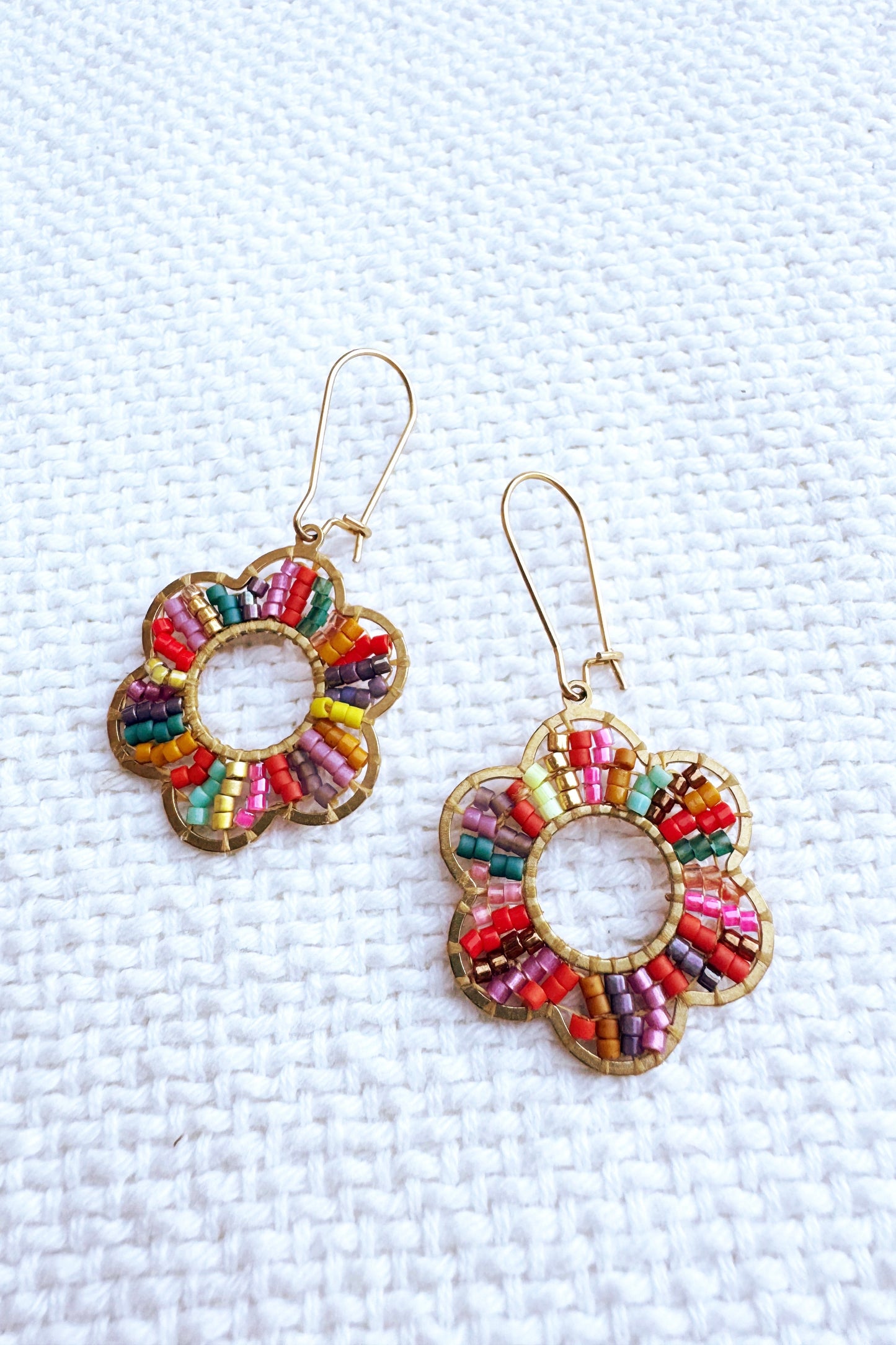 Beaded Art Rainbow Stripe Flower