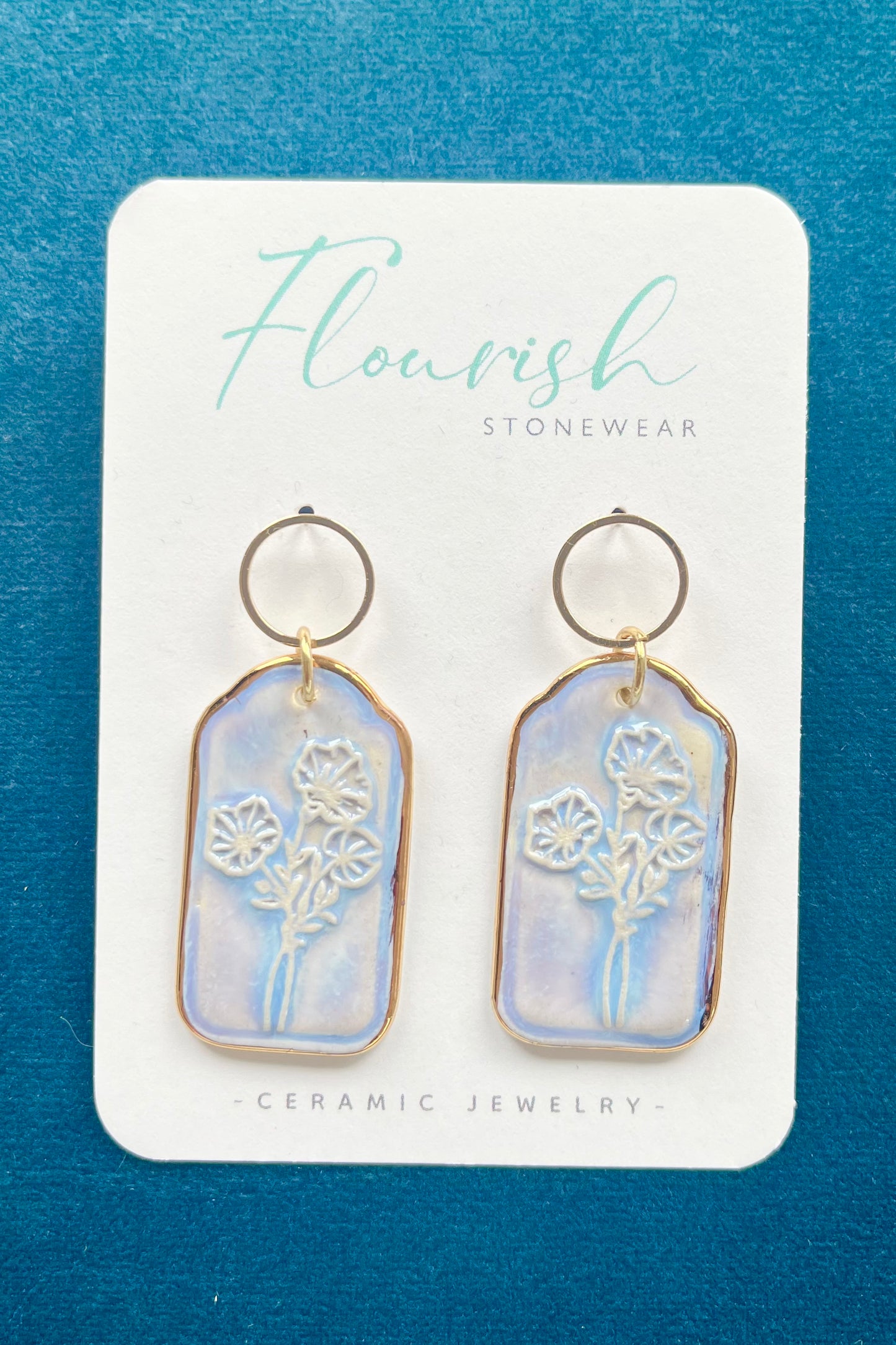 Porcelain Tag Dangle Earrings