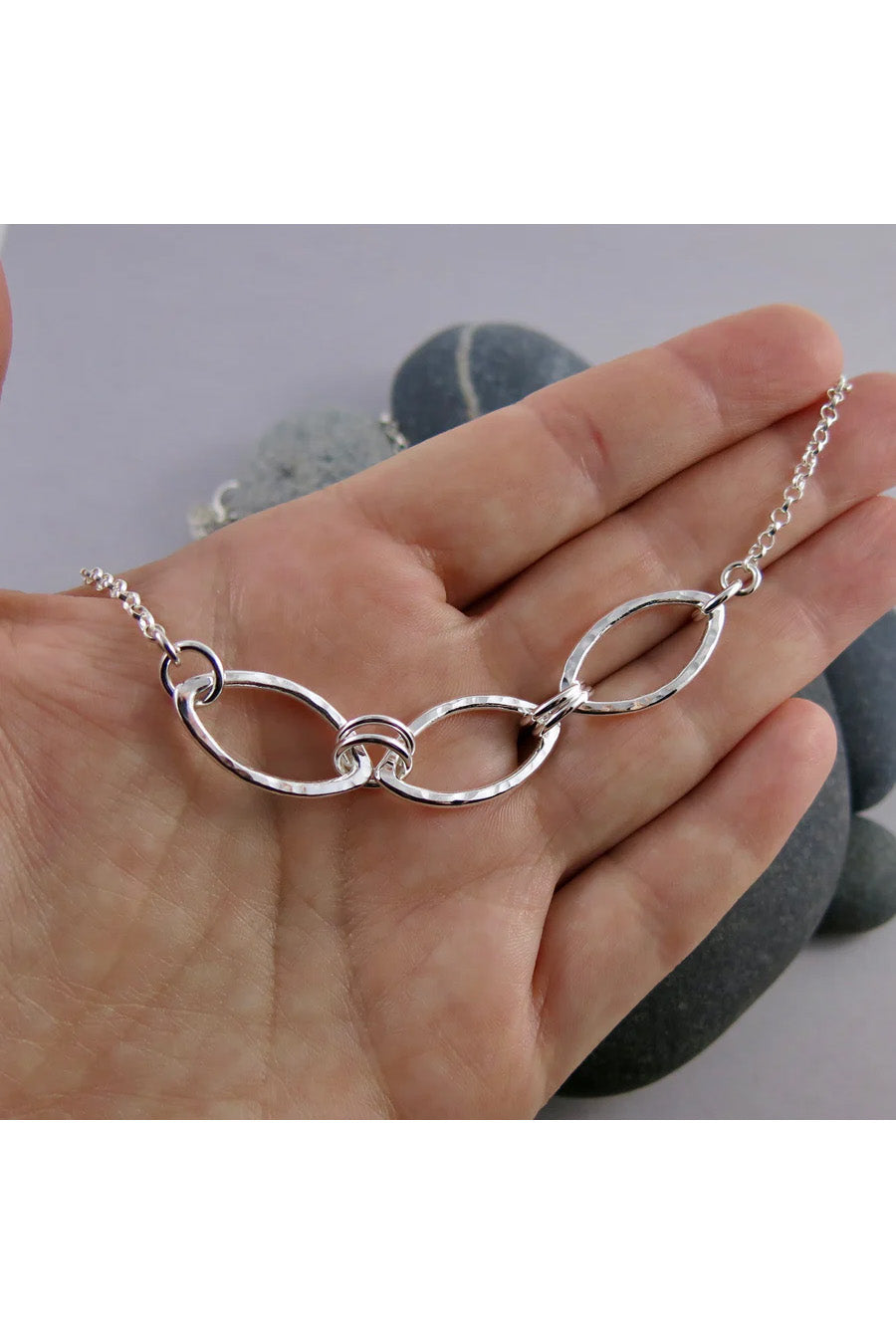 Sterling Silver Leaf Trio Necklace