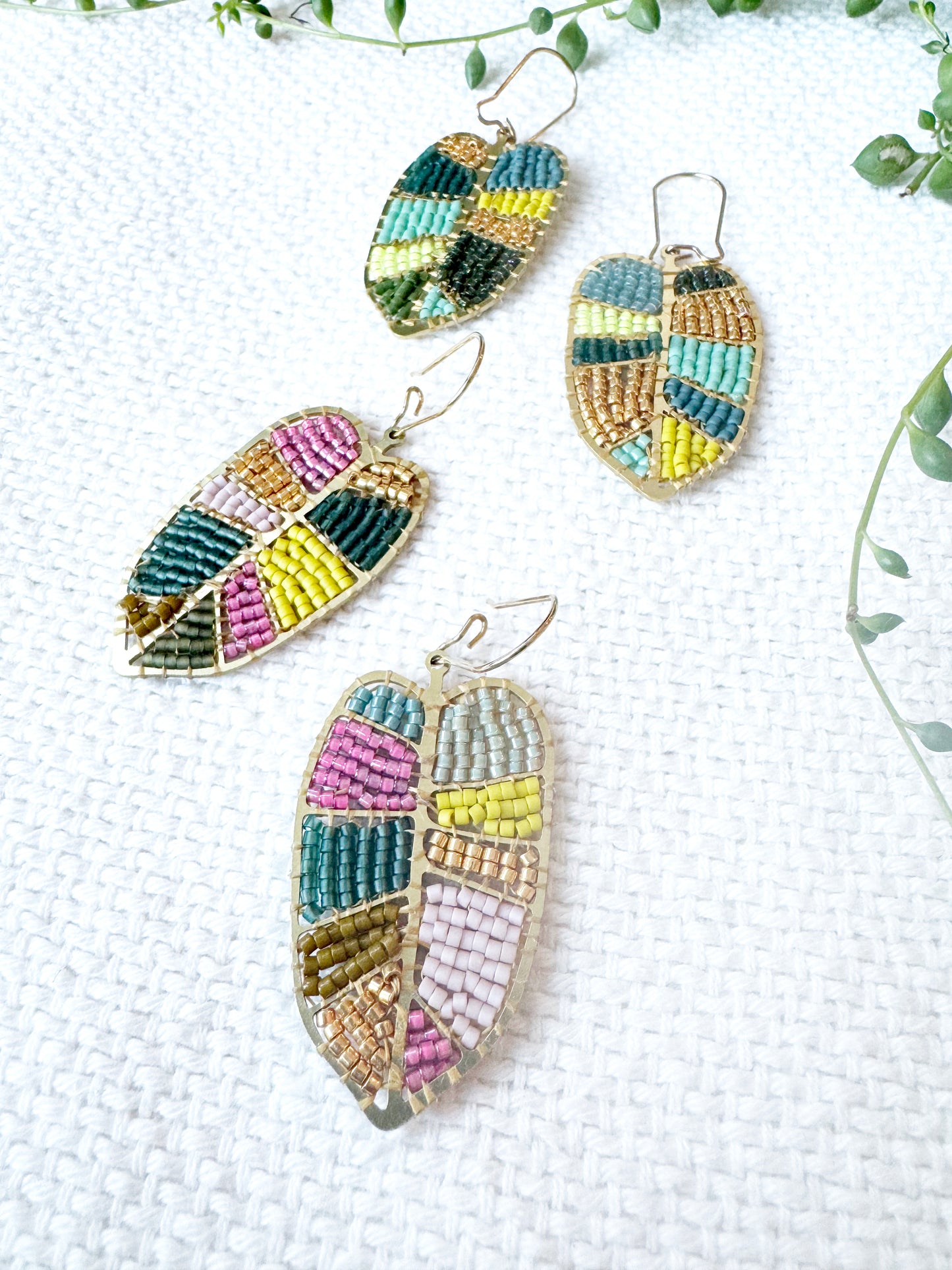 Beaded Tropical Leaves