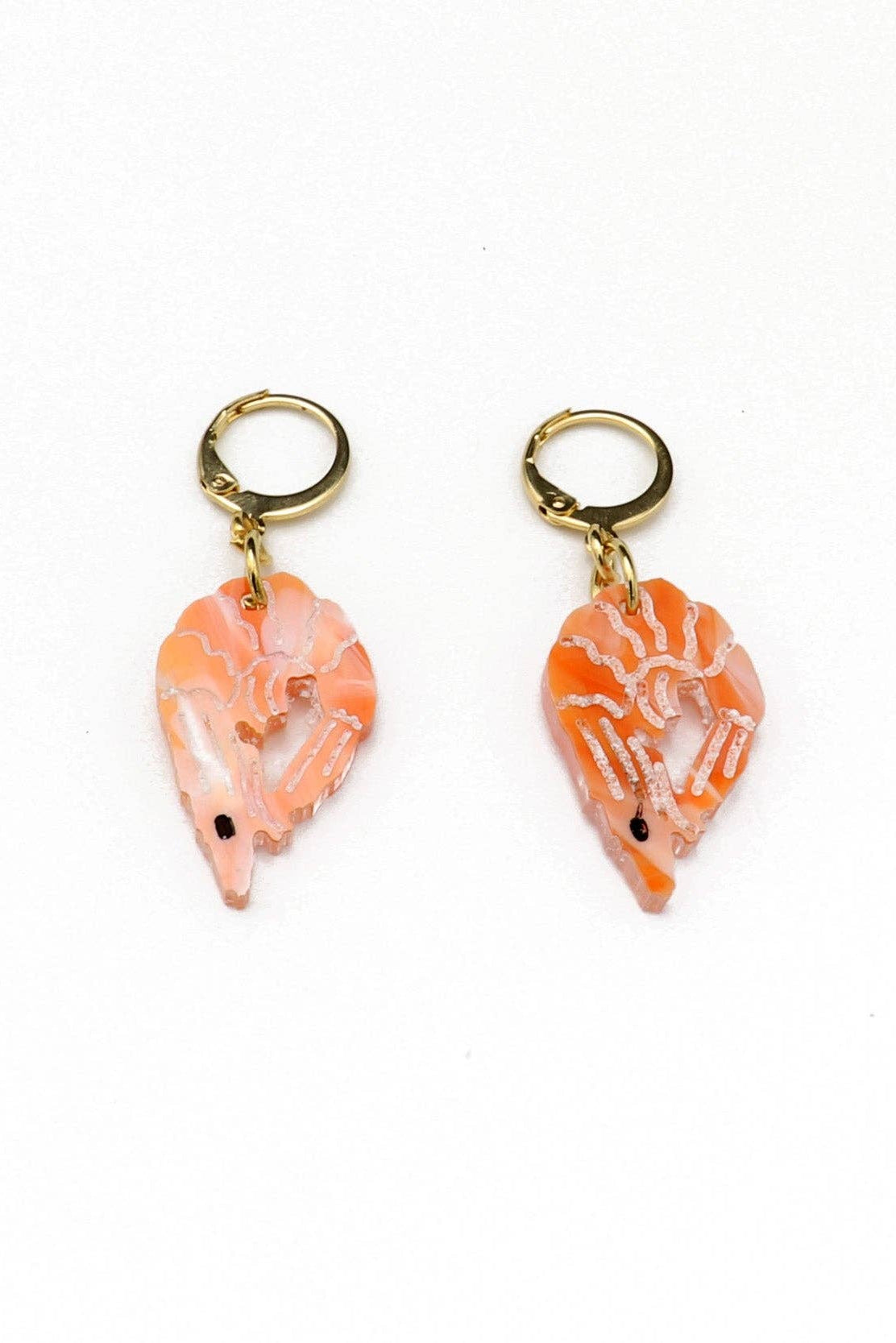 Mini Shrimp Charm Earrings