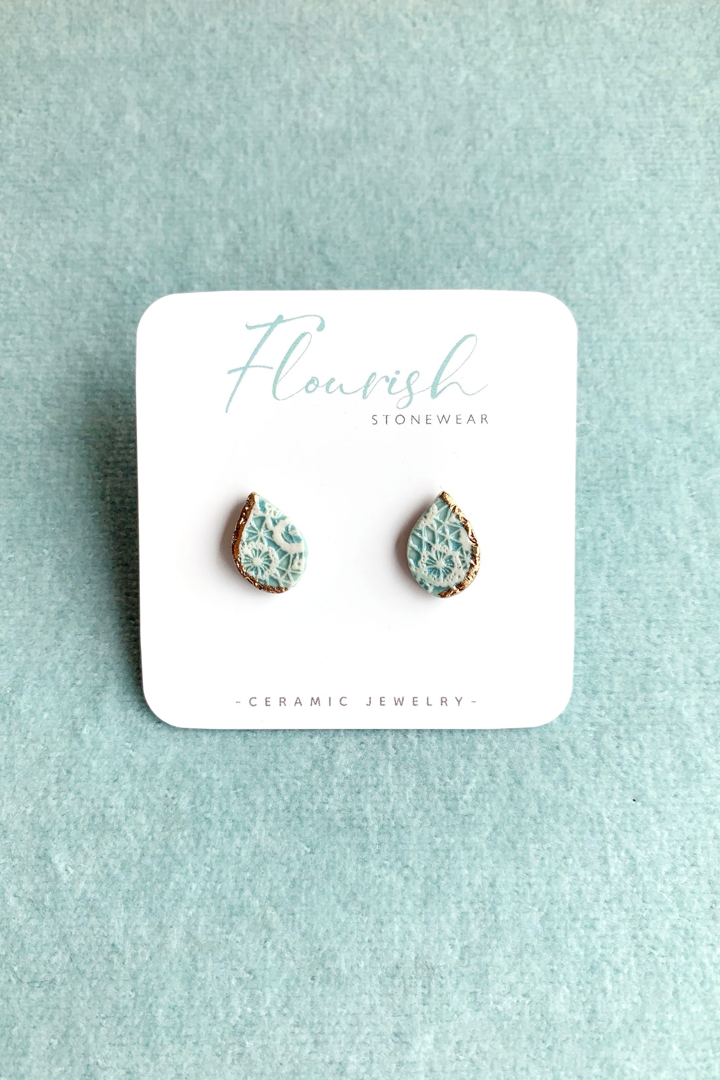 Blue Teardrop Studs