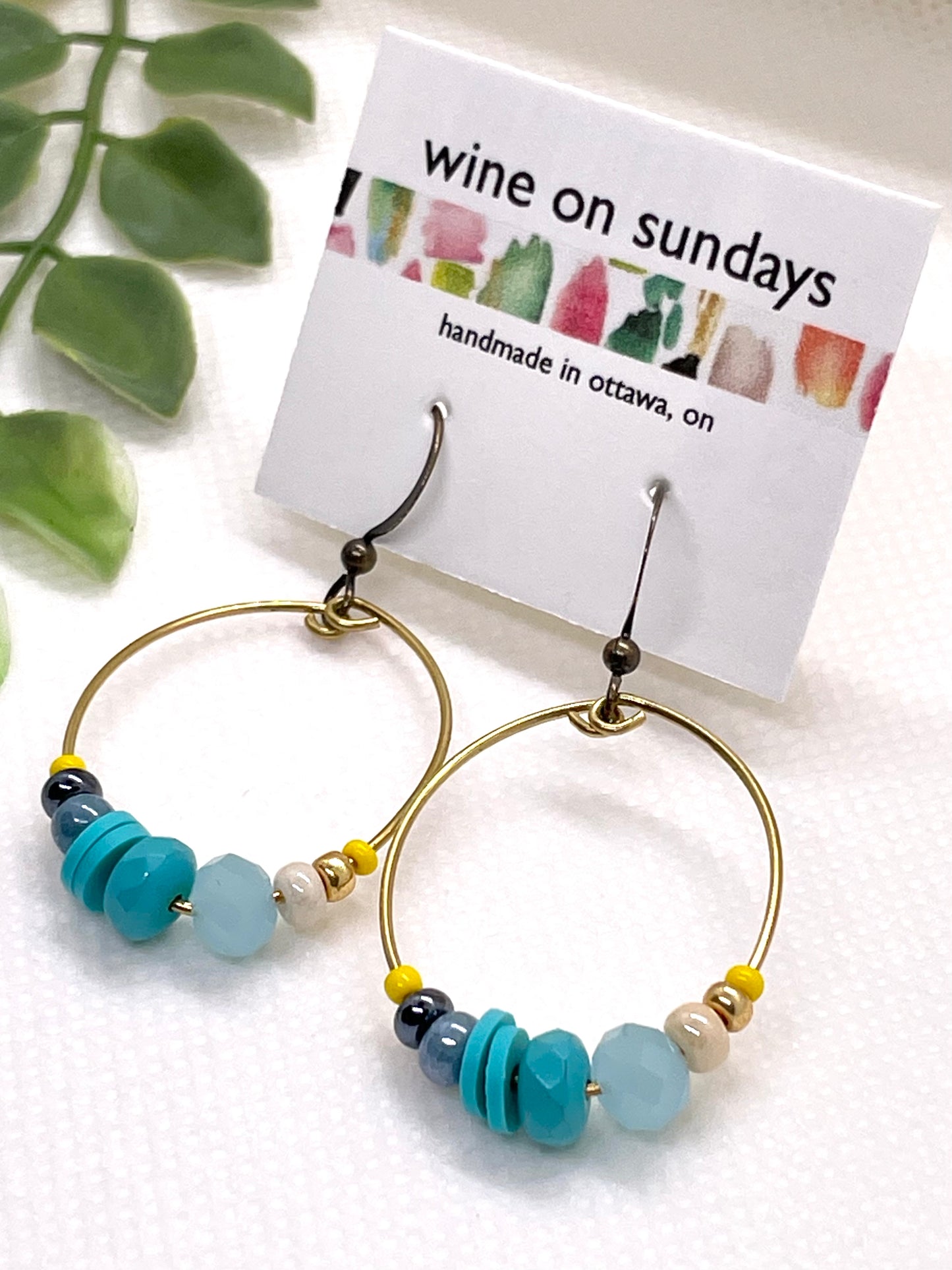 Bella Beaded Oval Hoop Earrings