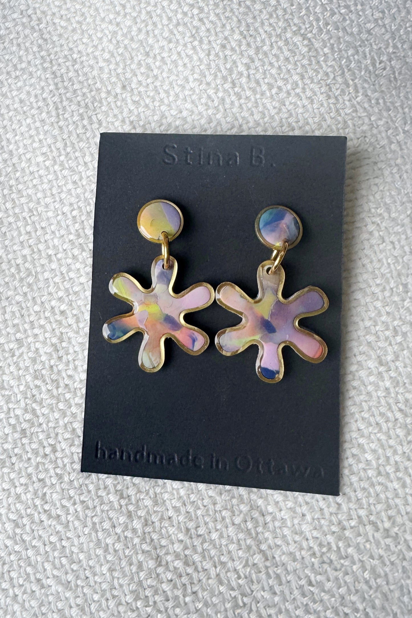 Water colour asterisk dangle studs