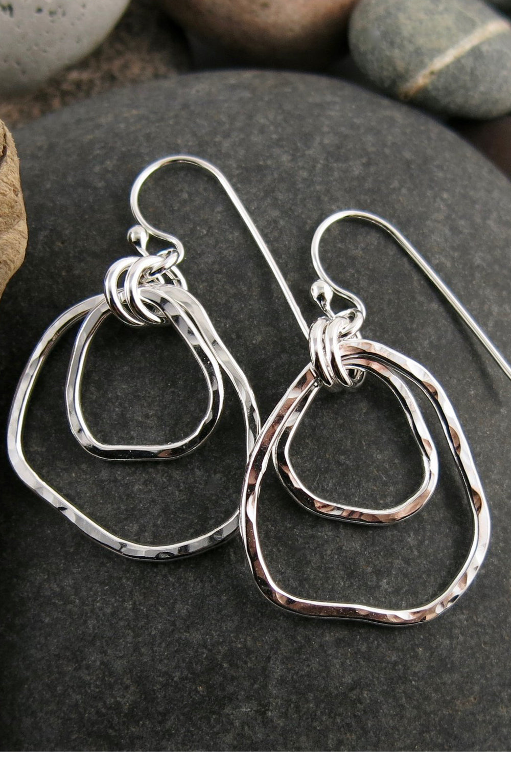 Coast Duo Earrings • Hammered Sterling Silver