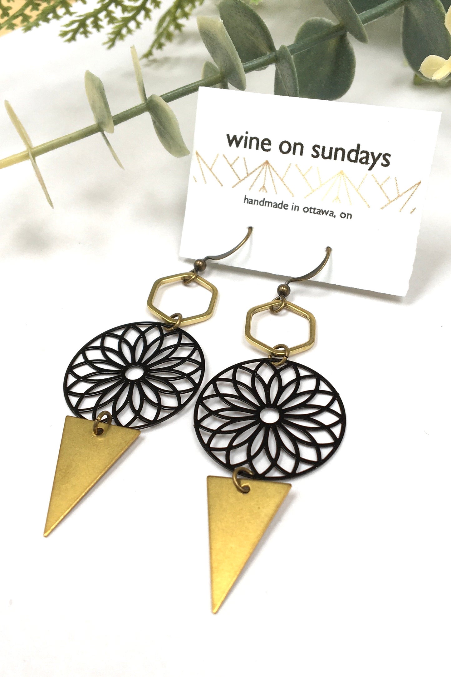 Black Filagree Arrow Earrings