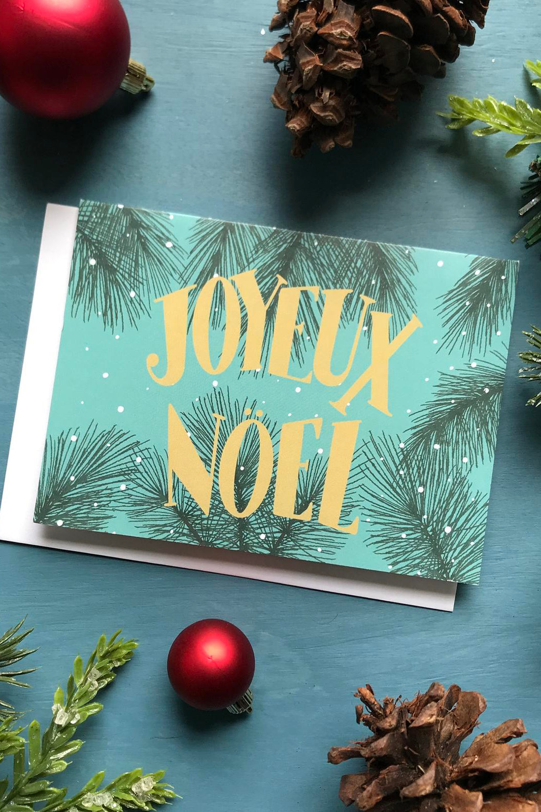 Joyeux Noel Evergreen Christmas Card