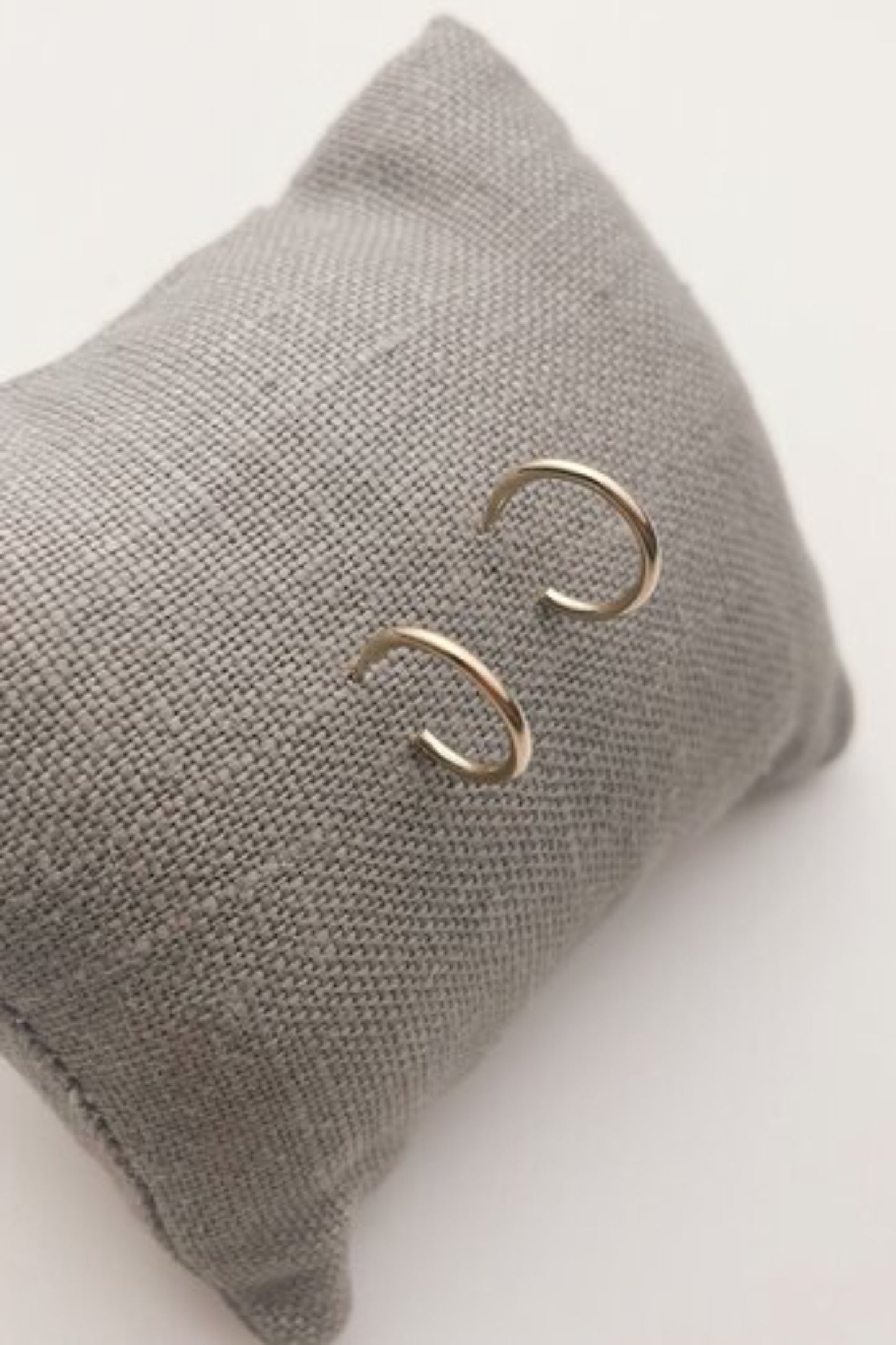 Sunset Hoops by Katye Landry, mini hoops, Gold Fill, made in Ottawa