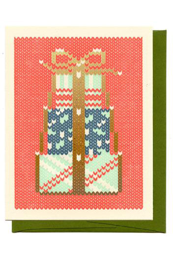 Knitted Holiday Present Card