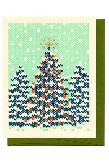 Knitted Holiday Tree Card