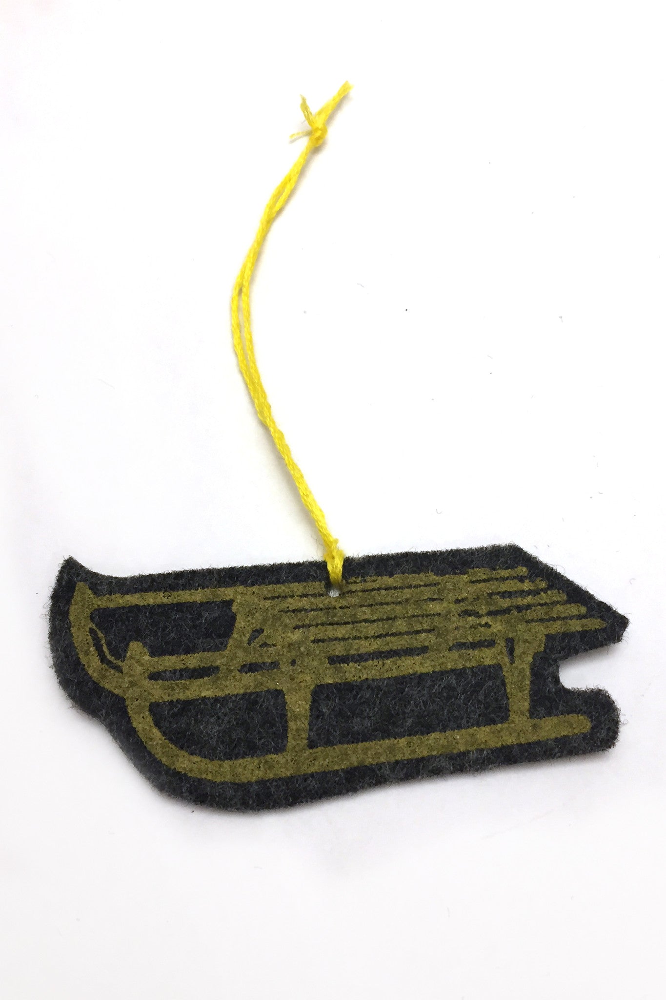 Mustard sled ornament detail