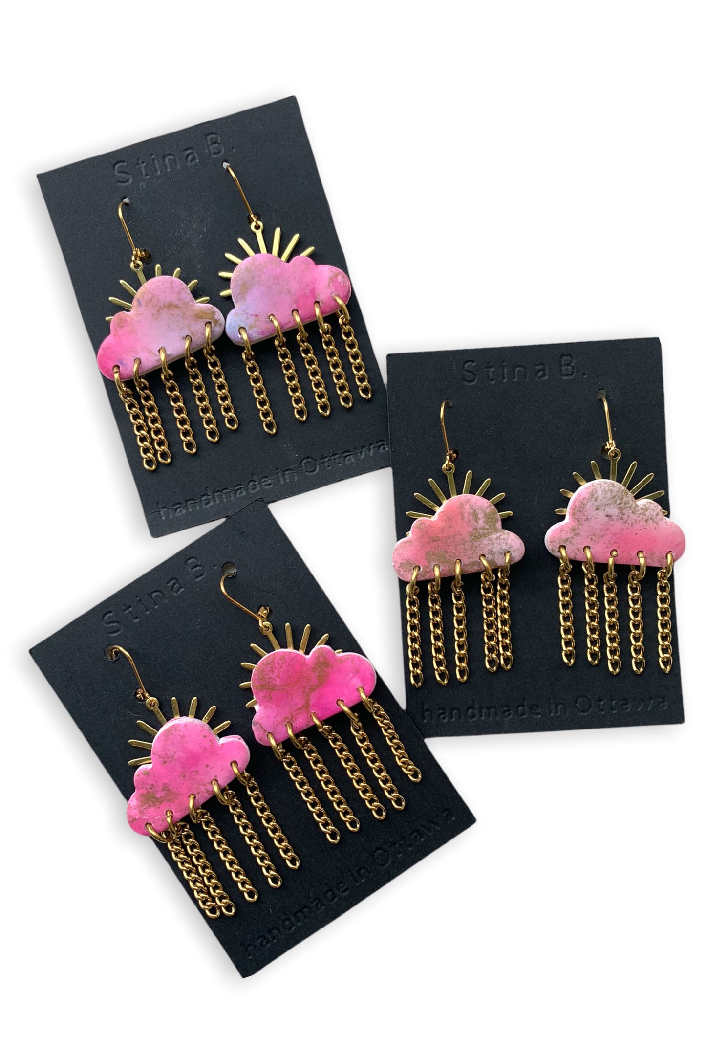 Pink Watercolour Cloud Danglers