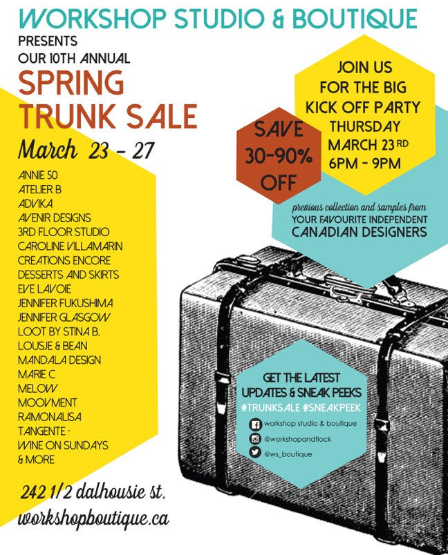 It's your last chance! Workshop's Trunk Sale ends at 7 tonight.