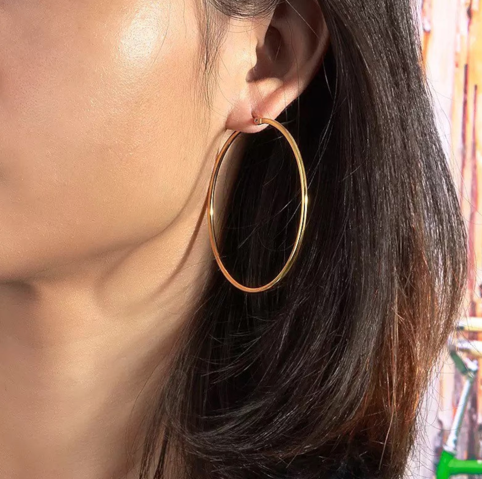 Over Sized Hoop Earrings -  14K PVD Waterproof
