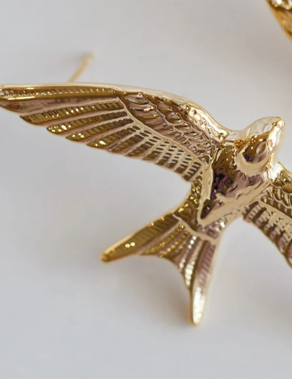 Take Flight- Swallow Bird 18K gold Earring PVD