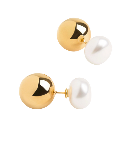 Pearl & Ball Earring- Stud Steel and Pearl