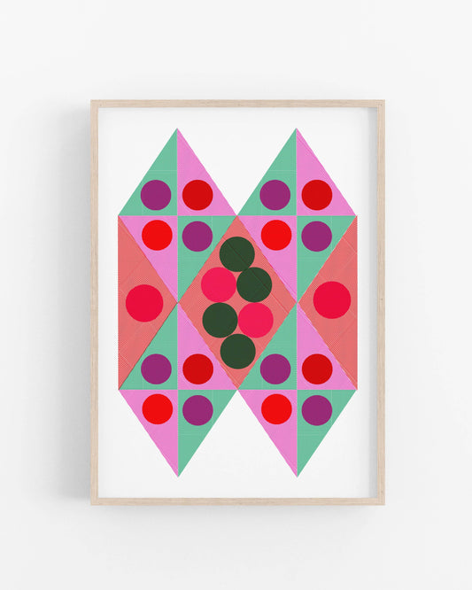 Kite • Pink/Green • Modern Risograph Print