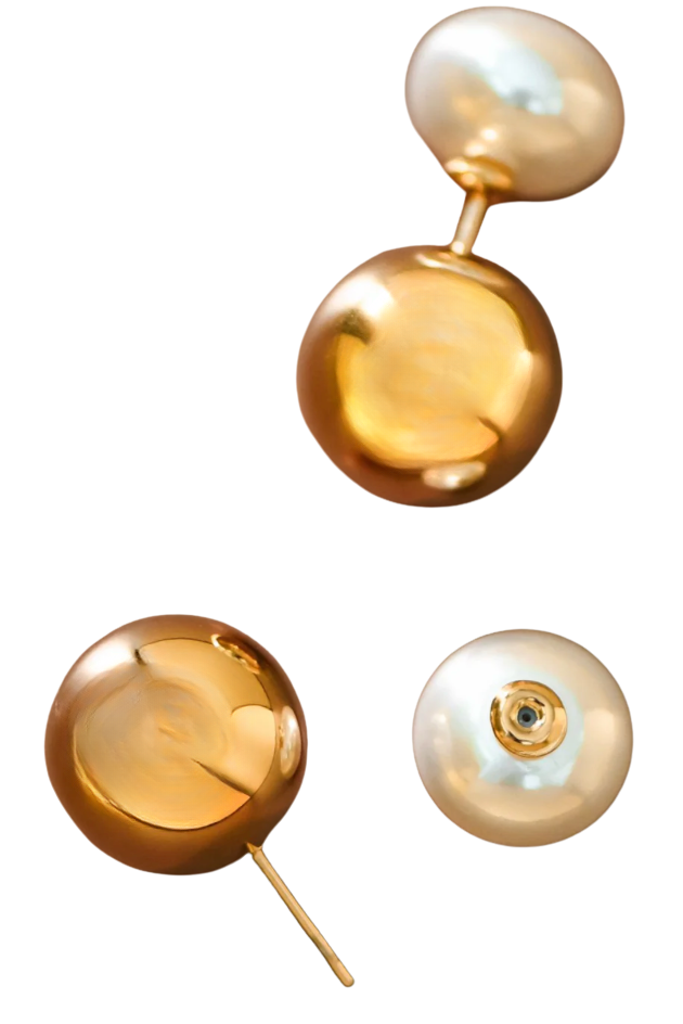 HoopLa Pearl and Ball earrings shown against a white background. 