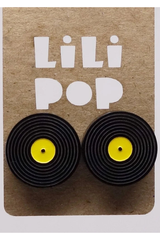 Lili0863 Vinyl Disc Stud Earrings