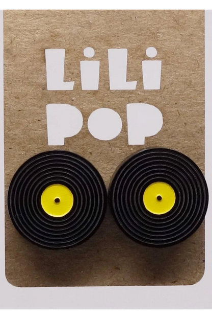 Lili0863 Vinyl Disc Stud Earrings