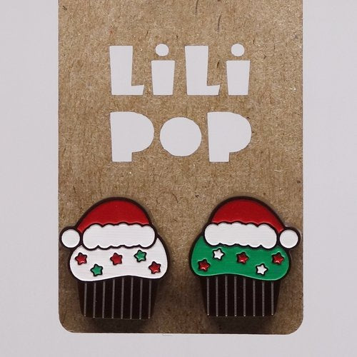 Lili1103 Christmas Cupcake Stud Earrings