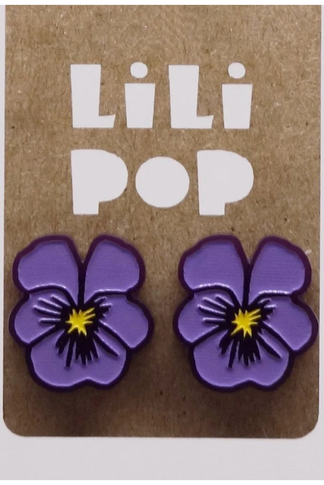 Lili1131 Violet Flower Stud Earrings