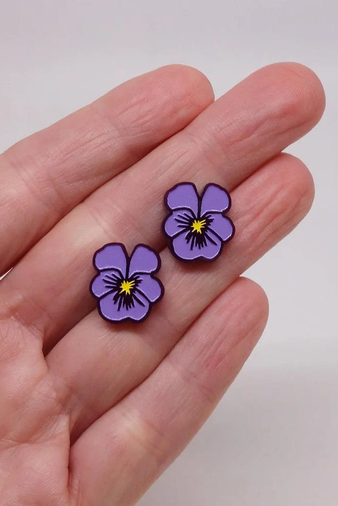 Lili1131 Violet Flower Stud Earrings