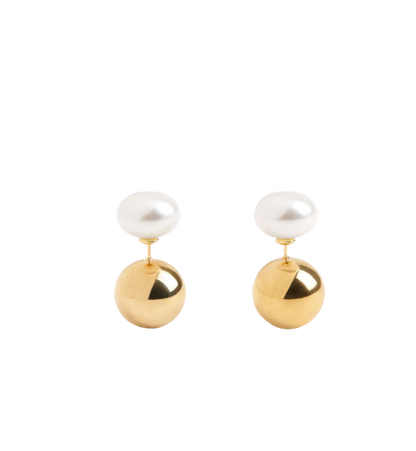Pearl & Ball Earring- Stud Steel and Pearl