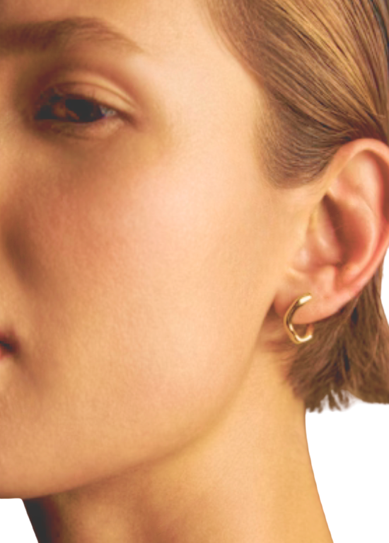 Wave Minimalist Hoop Earring- PVD- Hinge Hoop- Waterproof