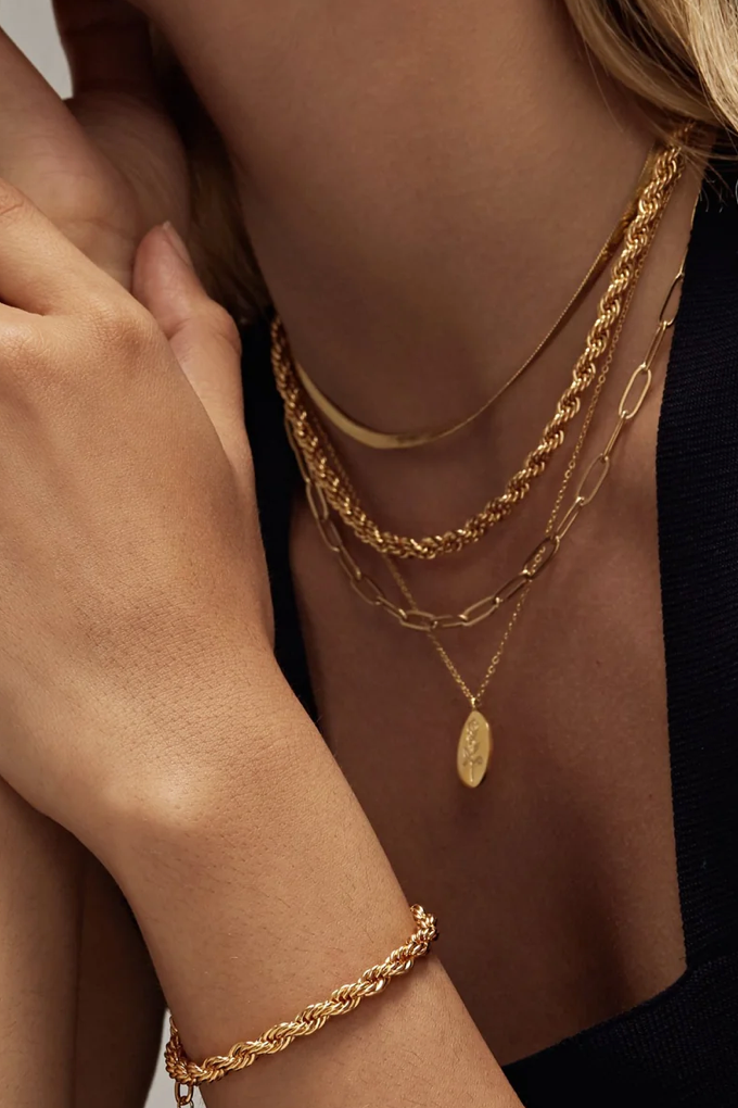Spiga Rope Bracelet | Stainless Steel 14K Gold