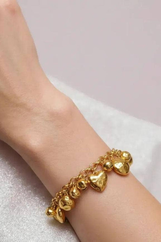 Heart Charm Chain Bracelet - The 1 - Recycled Brass 14K Gold