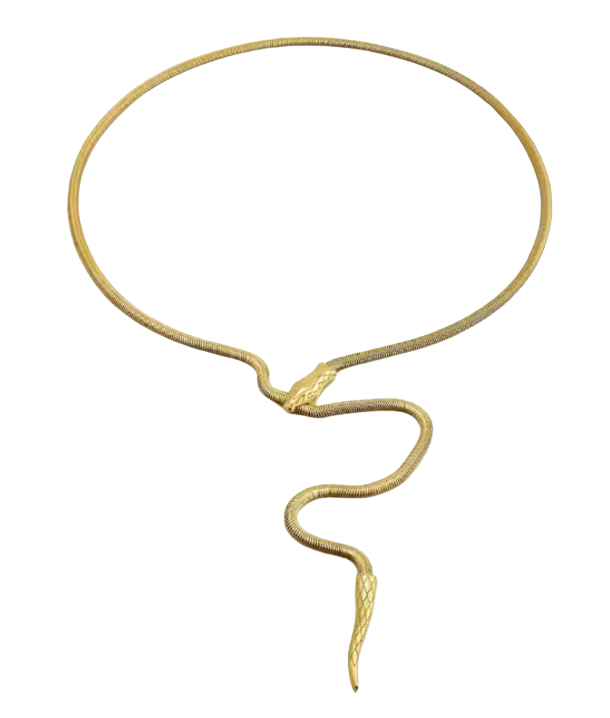 Serpentine Snake Lariat - PVD Gold Necklace- Waterproof