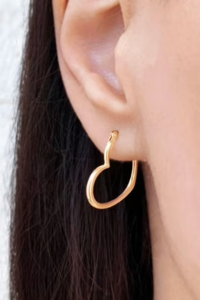 Love You Heart Hinge Hoop Earring | Titanium PVD Waterproof