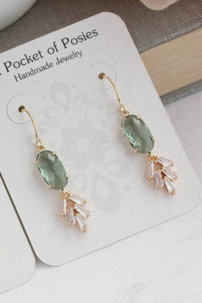 Art Deco Vintage Style Earrings | Sea Green Earrings