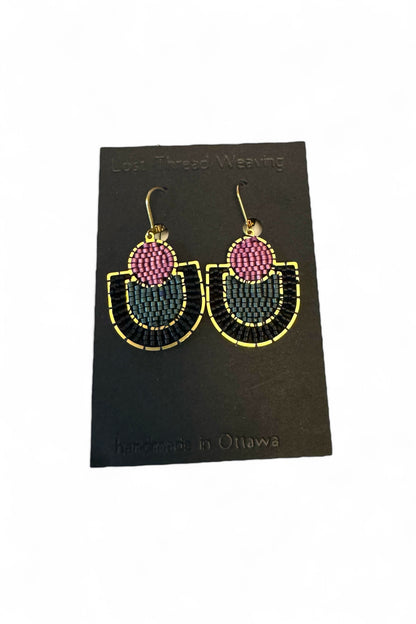 Deco Sun Arch Beaded Earrings