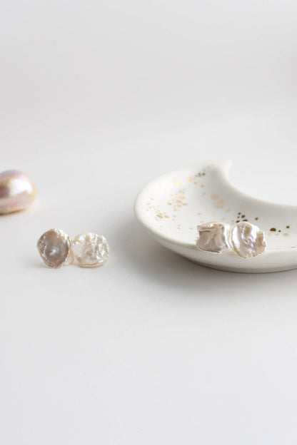 Flower Petal Keshi Pearl Earrings (1E14a)