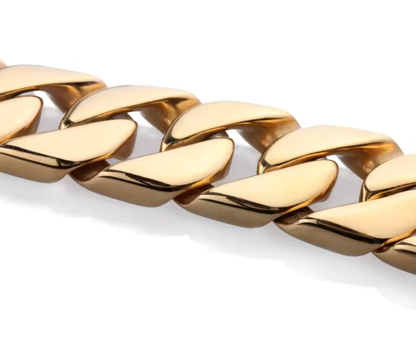 Chloe Chunky Chain Cuff Bracelet- Steel 14K PVD