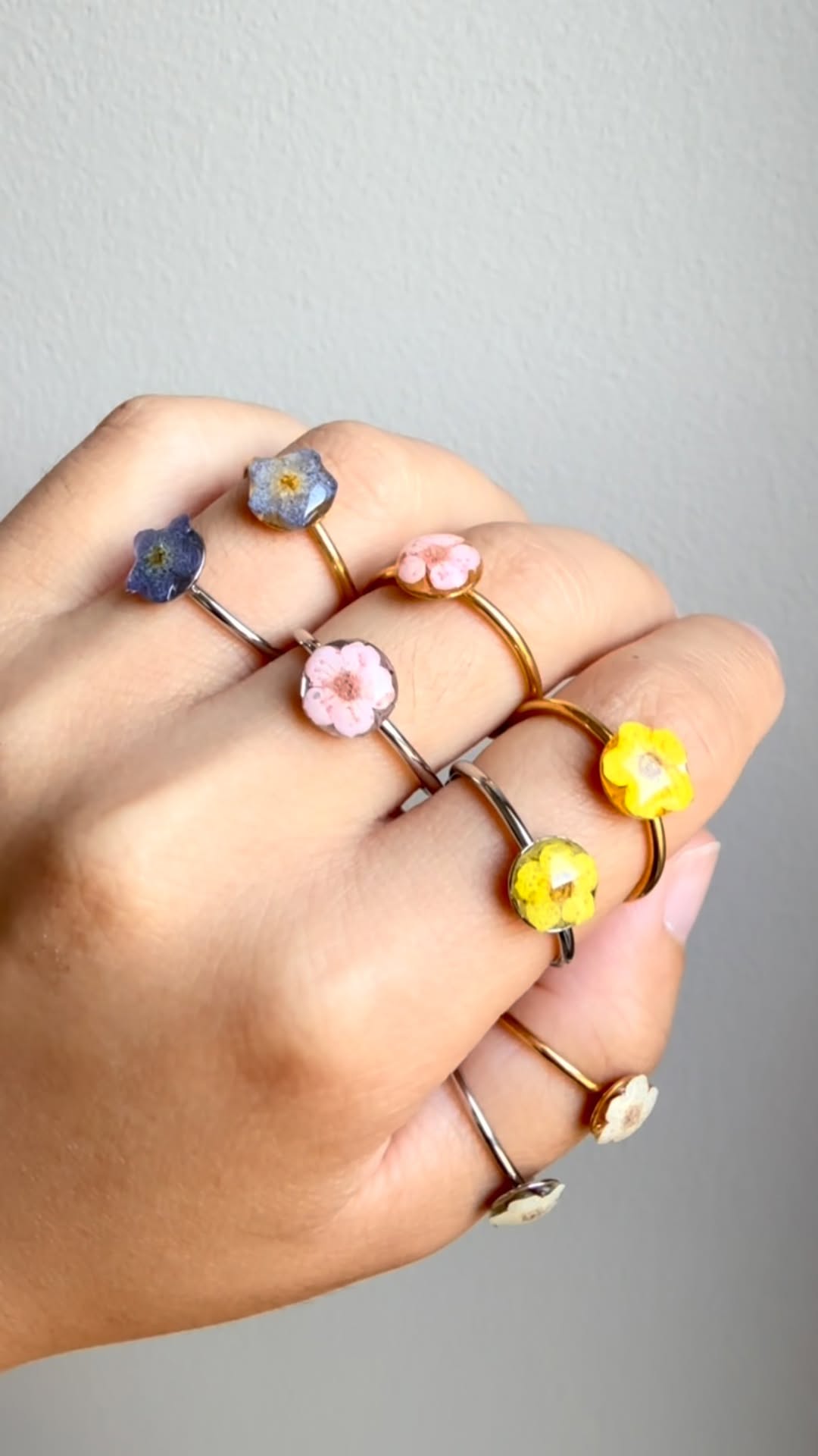 Pressed Flower Rings - Adjustable