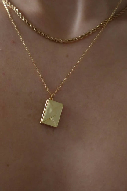 Love Letter 14K Gold Steel Necklace