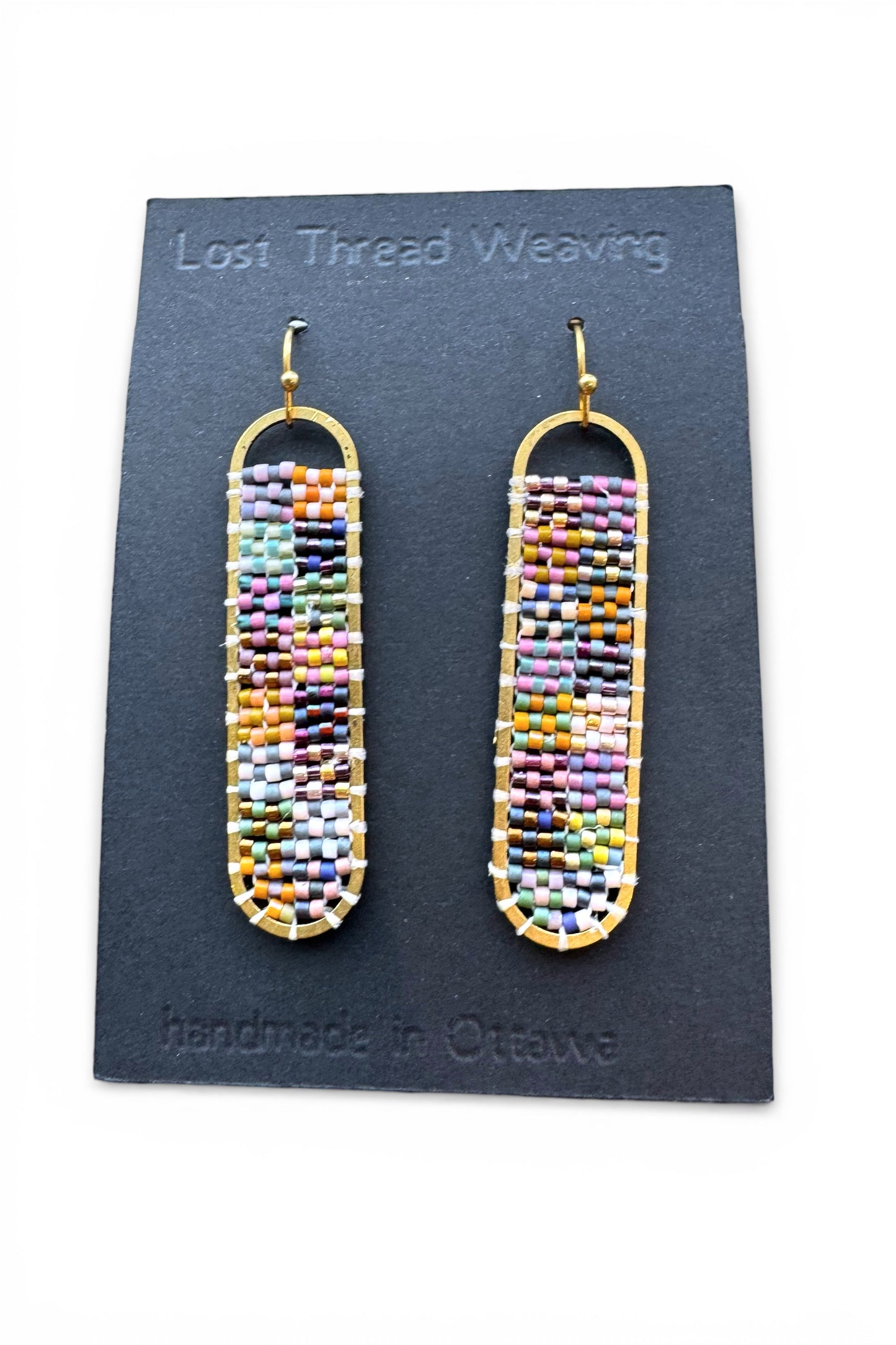 Freya -Plaid Hand Beaded Earrings