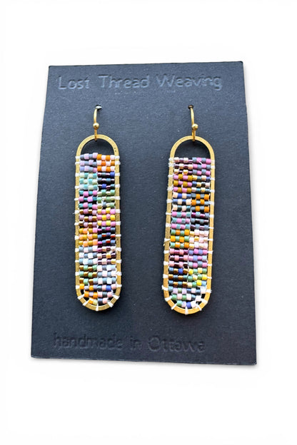Freya -Plaid Hand Beaded Earrings