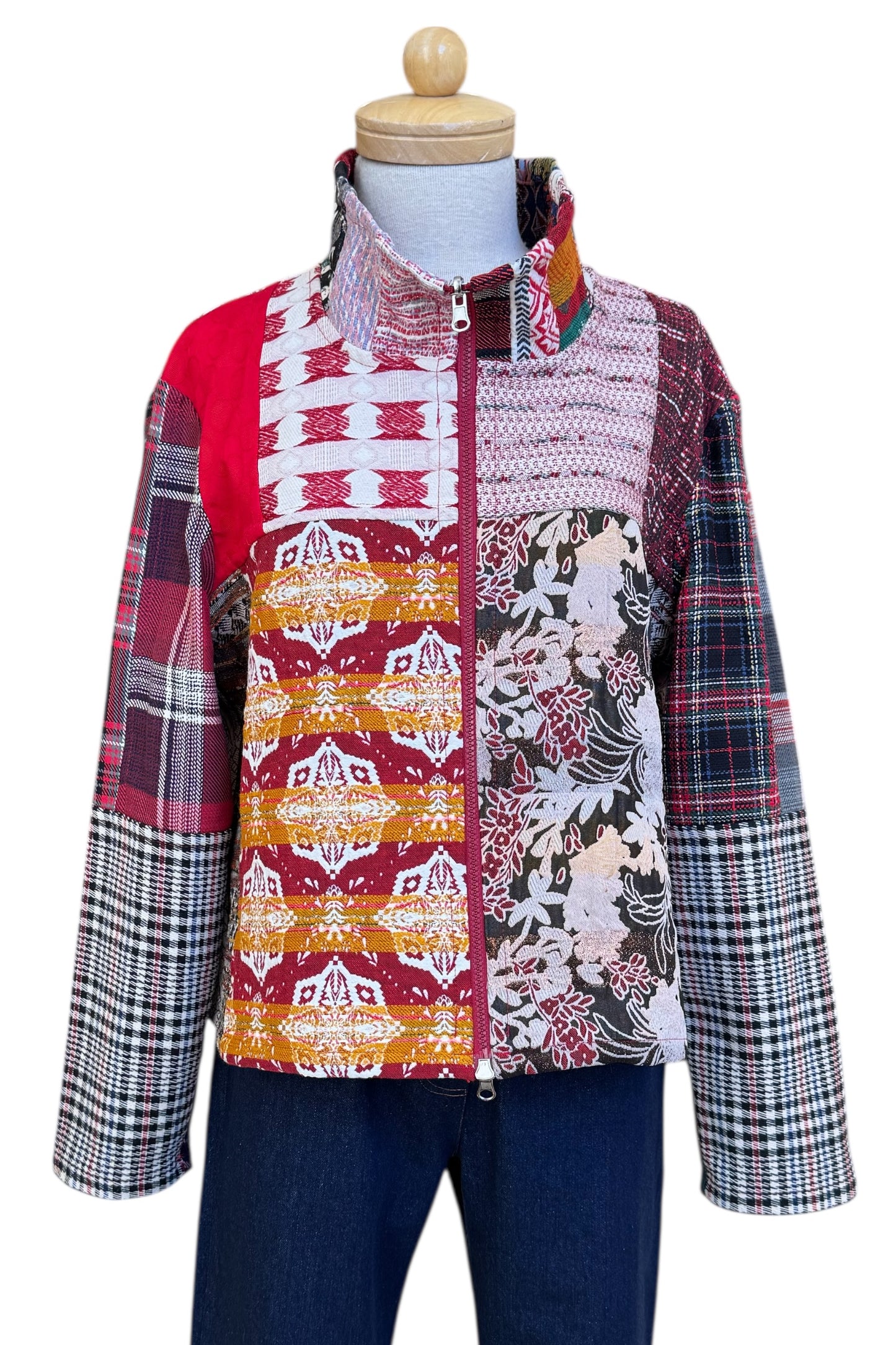 Fall/Winter Short Mosaique Multicolour Reversible Jacket Size 16