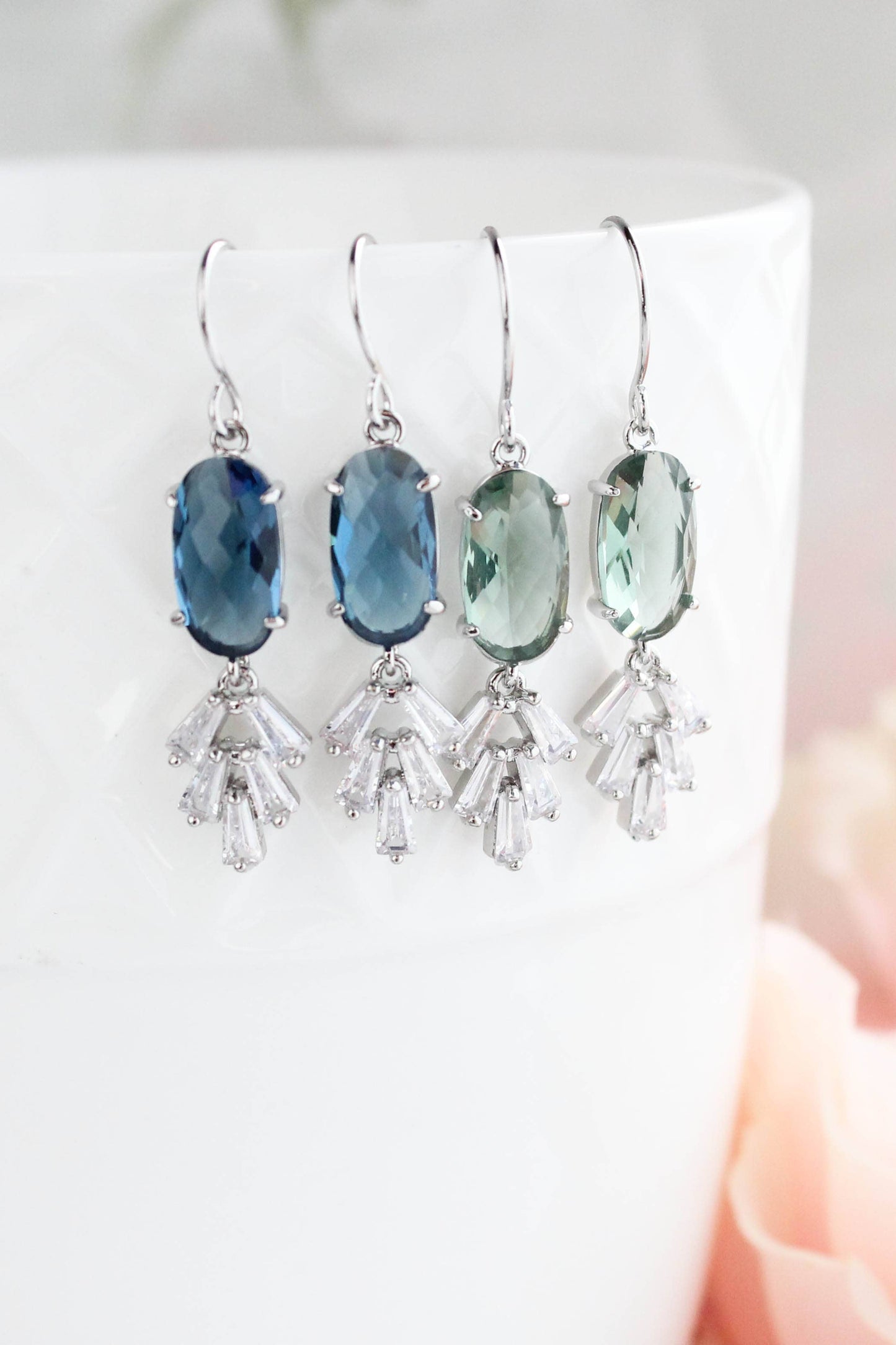 Art Deco Vintage Style Earrings | Sea Green Earrings