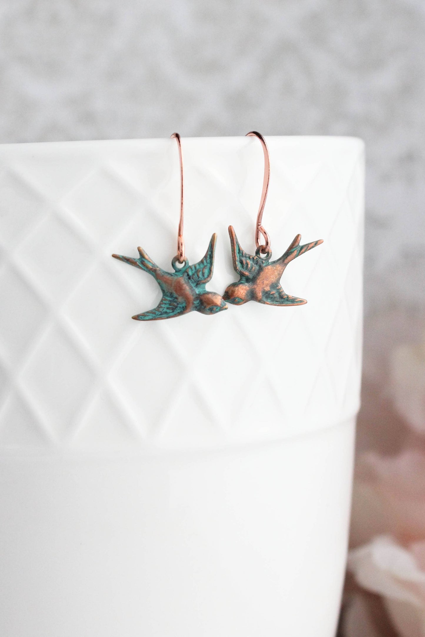 Copper Bird Earrings