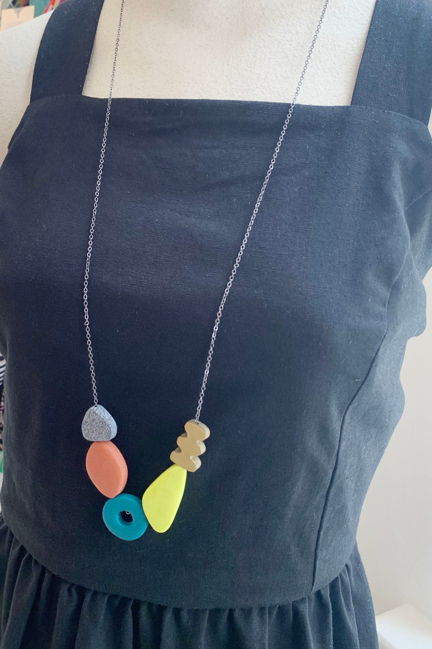 Multicolour Pebble Polymer Clay Necklace