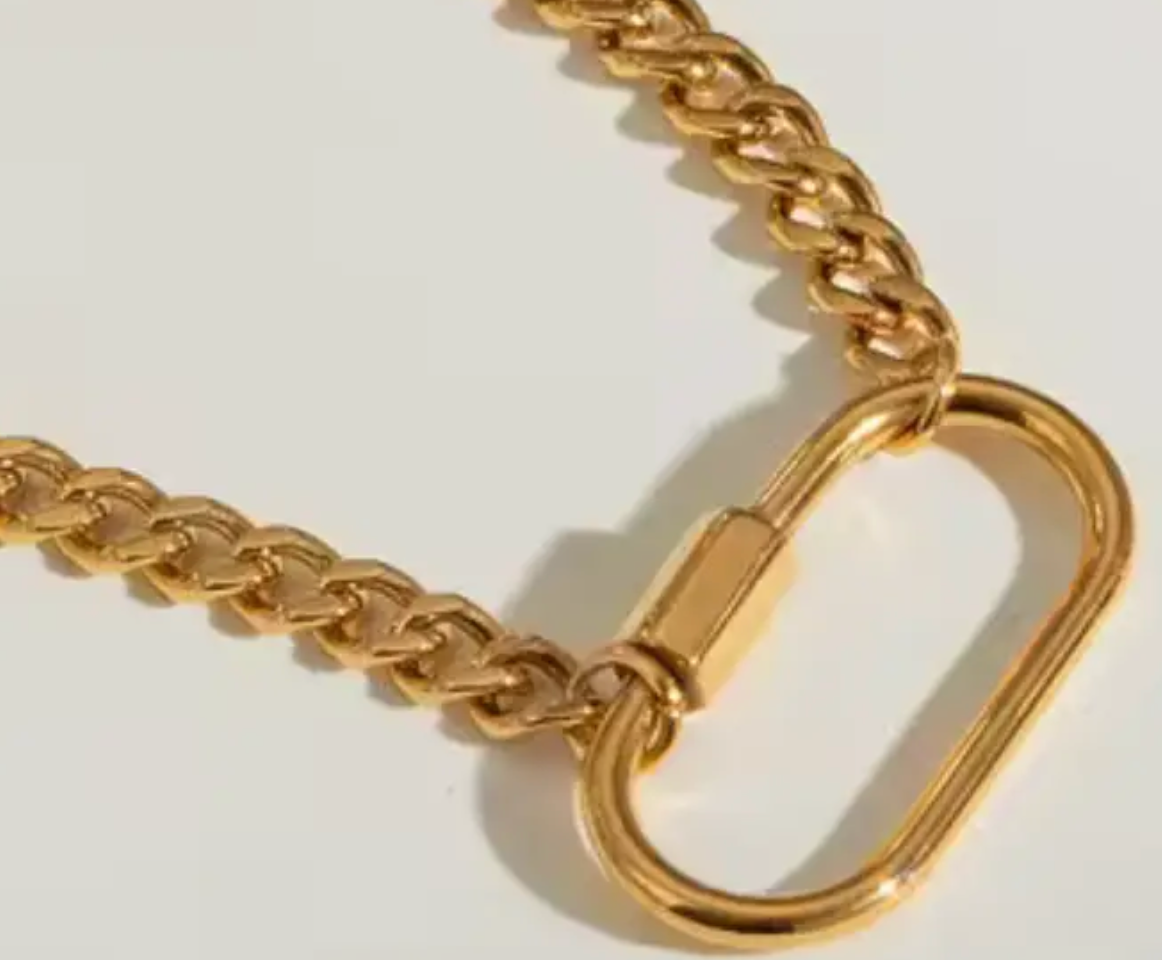 Carabiner Lock Necklace- PVD- Waterproof