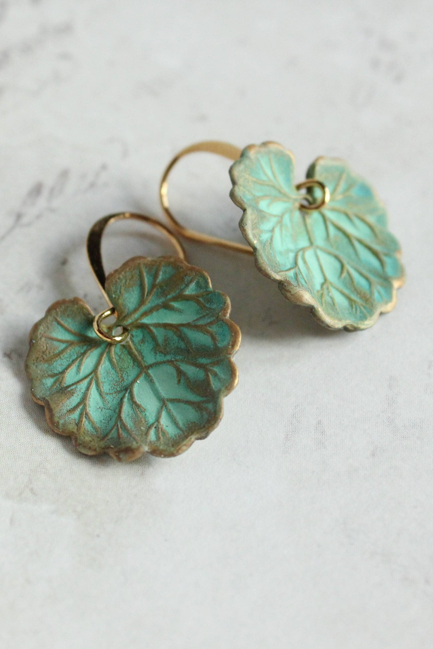 Lily Pad Earrings - Verdigris Patina